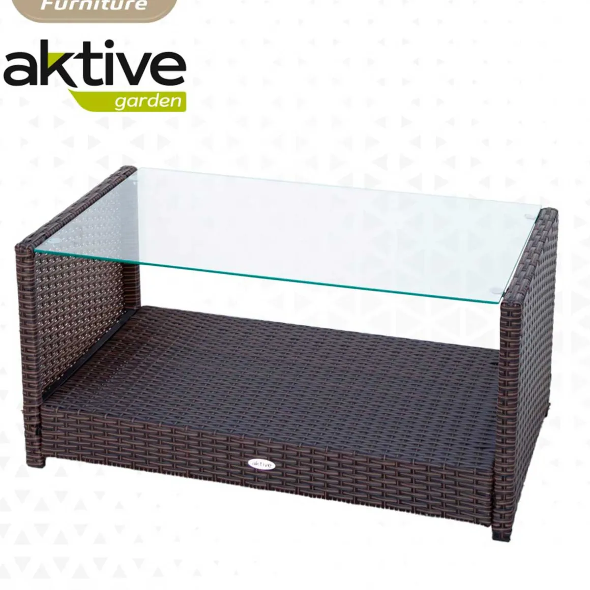 Conjunto de jardín Aktive Garden 2 sillones+1 sofá+ 1 mesa negro/crema