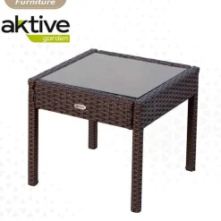 Conjunto de jardín Aktive Garden 2 sillones con cojín+mesita ratán sintético negro