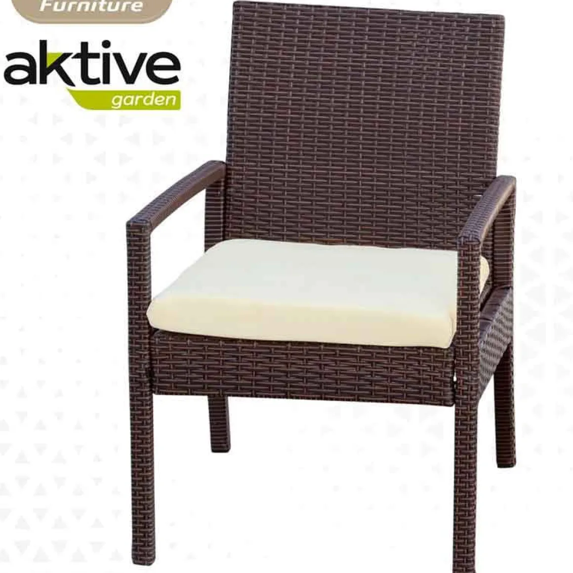 Conjunto de jardín Aktive Garden 2 sillones con cojín+mesita ratán sintético negro