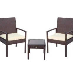 Conjunto de jardín Aktive Garden 2 sillones con cojín+mesita ratán sintético negro