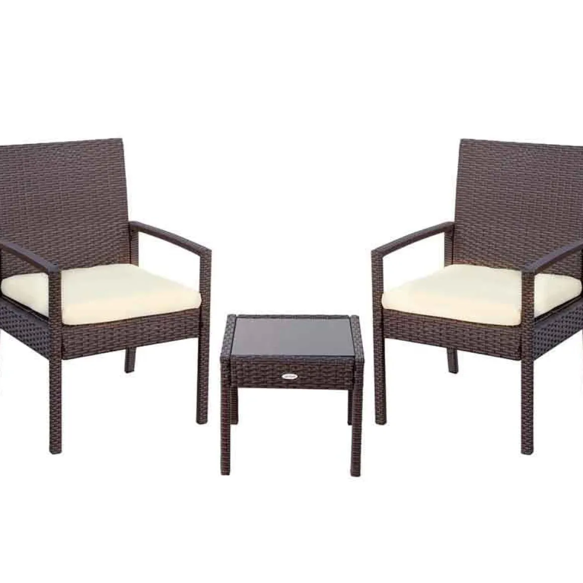 Conjunto de jardín Aktive Garden 2 sillones con cojín+mesita ratán sintético negro
