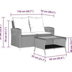 Conjunto de jardín Aracar sofá doble + mesa