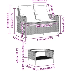 Conjunto de jardín Aracar sofá doble + mesa