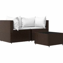 Conjunto de jardín Baru sofá modular + mesa marrón/blanco