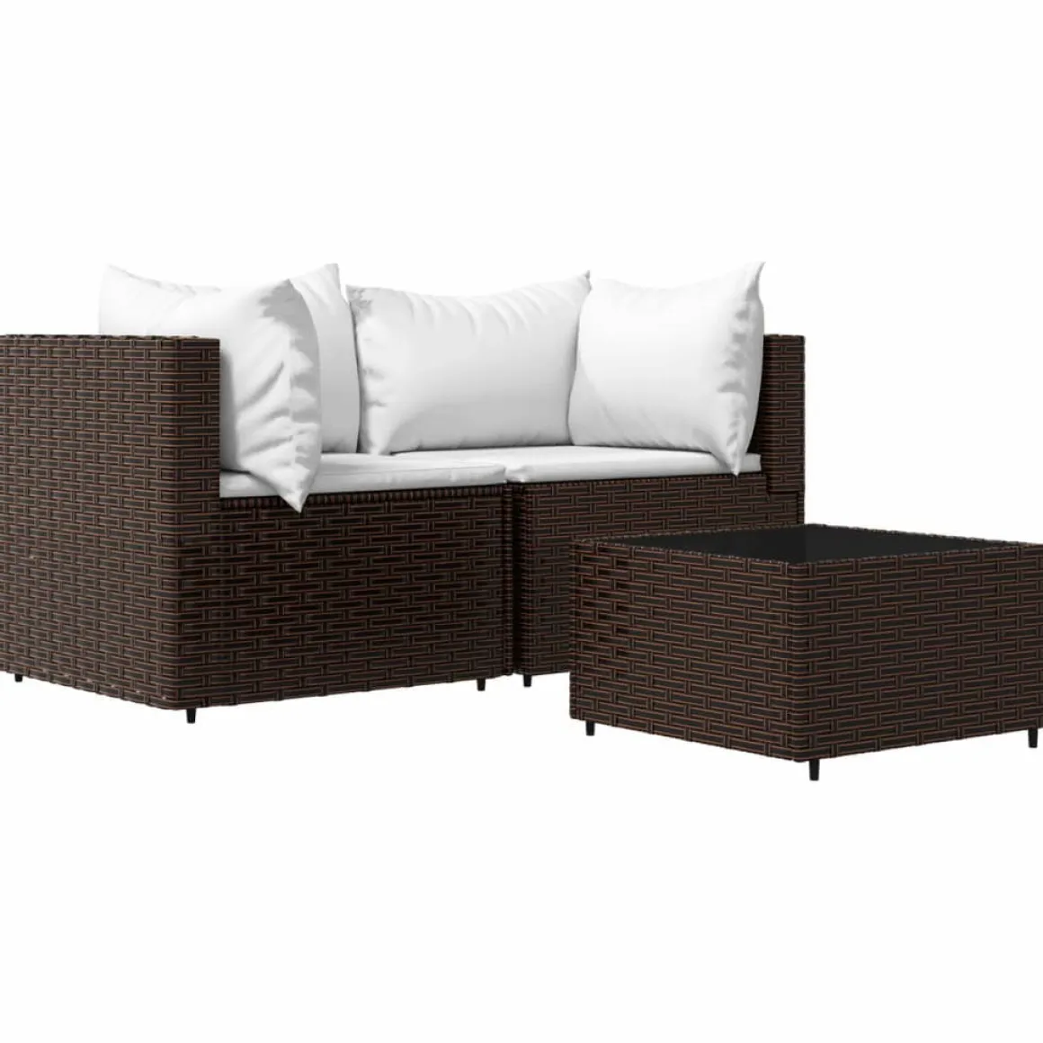 Conjunto de jardín Baru sofá modular + mesa marrón/blanco