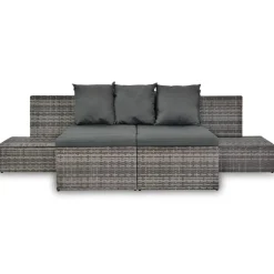 Conjunto de jardín Batford 2 sofás + 2 tumbonas gris 65x240x74 cm