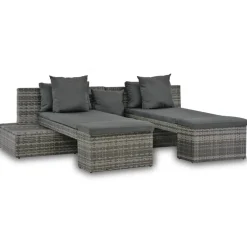 Conjunto de jardín Batford 2 sofás + 2 tumbonas gris 65x240x74 cm