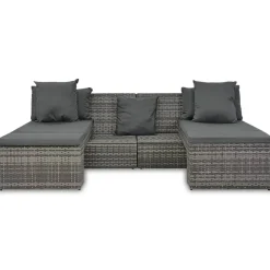 Conjunto de jardín Batford 2 sofás + 2 tumbonas gris 65x240x74 cm