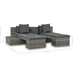 Conjunto de jardín Batford 2 sofás + 2 tumbonas gris 65x240x74 cm