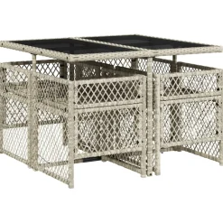 Conjunto de jardín Bombay mesa + 4 sillones + cojines