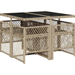 Conjunto de jardín Bombay mesa + 4 sillones + cojines
