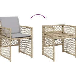 Conjunto de jardín Bombay mesa + 4 sillones + cojines