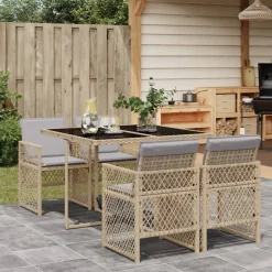Conjunto de jardín Bombay mesa + 4 sillones + cojines