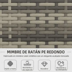 Conjunto de jardín Brilliant Outsunny 3 sillones + 1 mesa gris