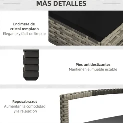 Conjunto de jardín Brilliant Outsunny 3 sillones + 1 mesa gris