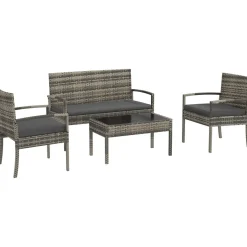 Conjunto de jardín Brilliant Outsunny 3 sillones + 1 mesa gris