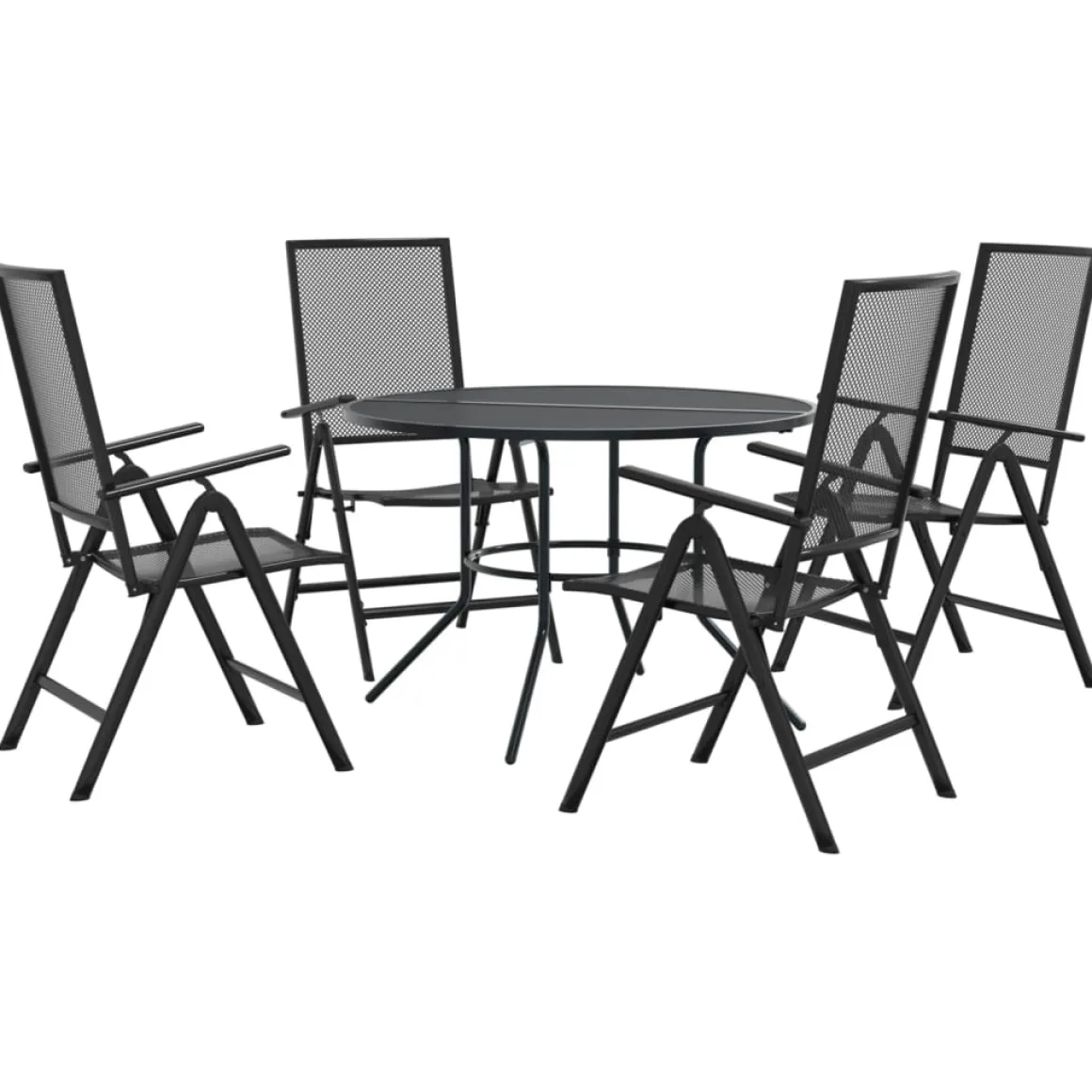 Conjunto de jardín Brulle 4 sillas + mesa antracita