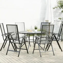 Conjunto de jardín Brulle 6 sillas + mesa antracita