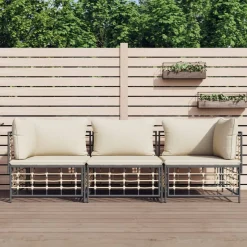 Conjunto de jardín Cabaiguán 3 plazas con cojines ratán PE beige