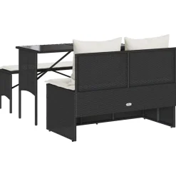 Conjunto de jardín Cadier sofá doble con mesa y banco