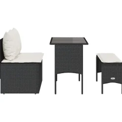 Conjunto de jardín Cadier sofá doble con mesa y banco