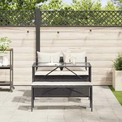 Conjunto de jardín Cadier sofá doble con mesa y banco