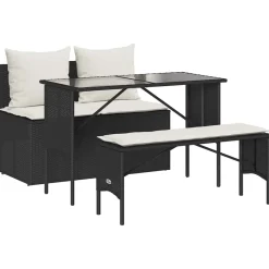 Conjunto de jardín Cadier sofá doble con mesa y banco