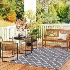 Conjunto de jardín Caty Outsunny 2 sillas + mesa natural/negro