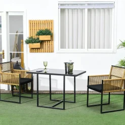 Conjunto de jardín Caty Outsunny 2 sillas + mesa natural/negro