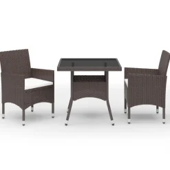 Conjunto de jardín con mesa y 2 sillones con cojines