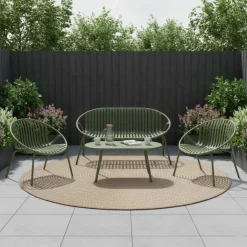 Conjunto de jardín Cosmopolitan sofá + 2 sillones + mesa verde