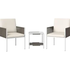 Conjunto de jardín Cozy Outsunny 2 butacas y mesa blanco