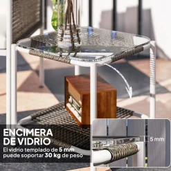 Conjunto de jardín Cozy Outsunny 2 butacas y mesa blanco