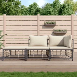 Conjunto de jardín Creta 3 piezas con cojines 80x212x72 cm