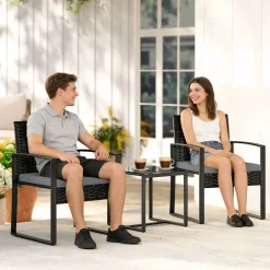 Conjunto de jardín DuoRelax Outsunny 2 sillas y mesa auxiliar