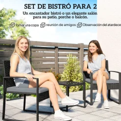 Conjunto de jardín DuoRelax Outsunny 2 sillas y mesa auxiliar