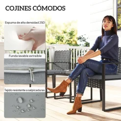 Conjunto de jardín DuoRelax Outsunny 2 sillas y mesa auxiliar