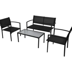 Conjunto de jardín Gabriela sofá con 2 sillas y mesa negro