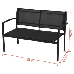Conjunto de jardín Gabriela sofá con 2 sillas y mesa negro