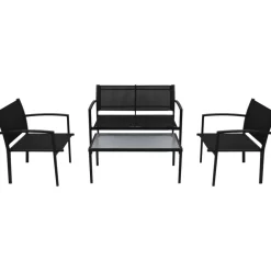 Conjunto de jardín Gabriela sofá con 2 sillas y mesa negro