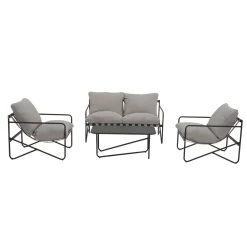 Conjunto de jardín Gaia sofá + 2 sillones + mesa gris