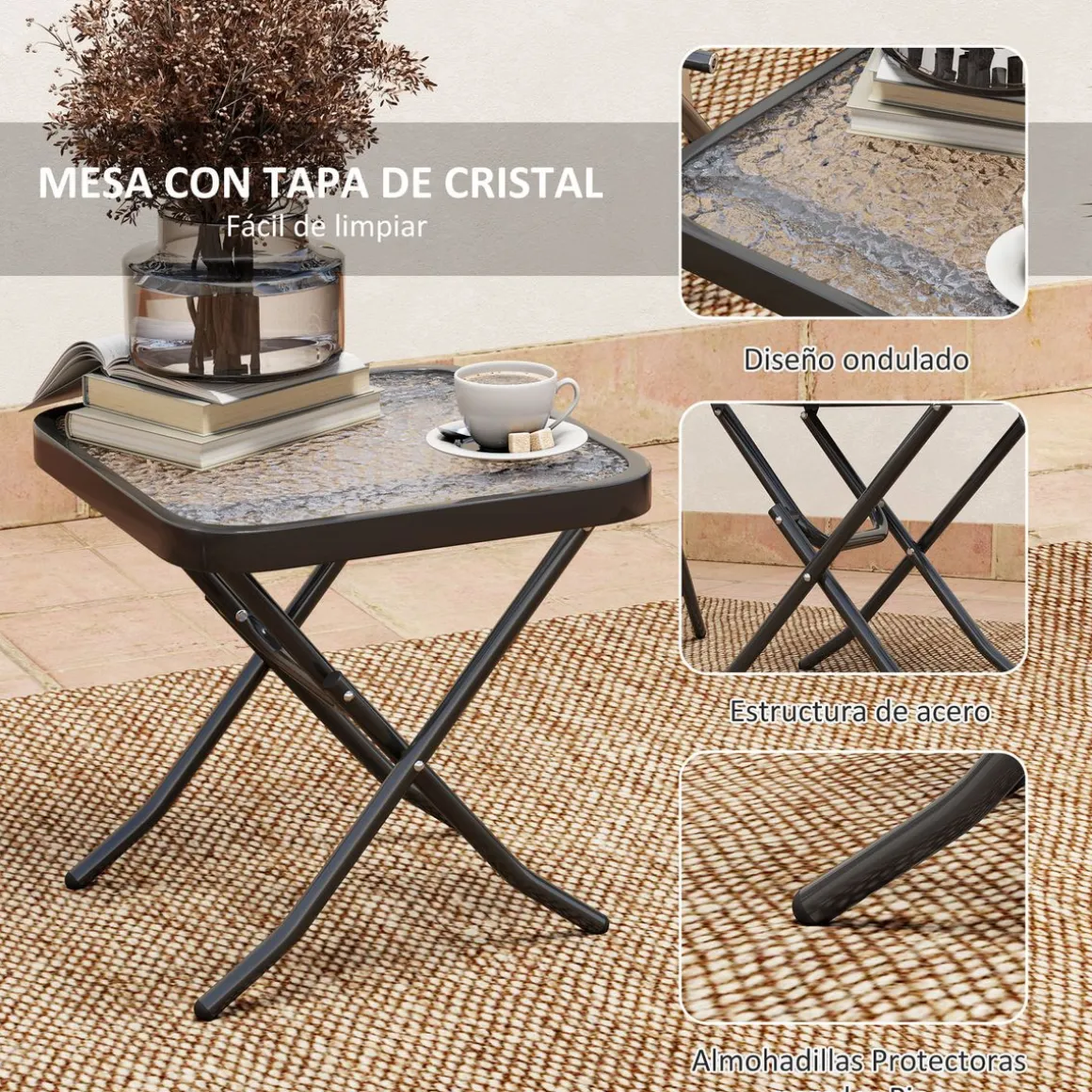 Conjunto de jardín Ghina 2 sillas + mesa