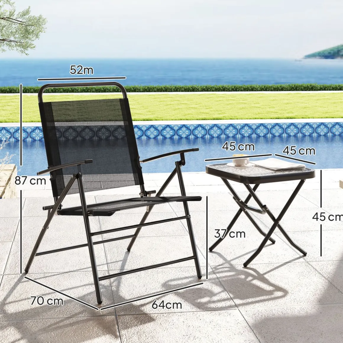 Conjunto de jardín Ghina 2 sillas + mesa