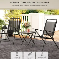 Conjunto de jardín Ghina 2 sillas + mesa