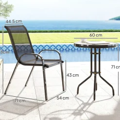 Conjunto de jardín Hera Outsunny 2 sillas + mesa negro