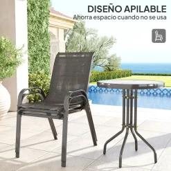 Conjunto de jardín Hera Outsunny 2 sillas + mesa negro