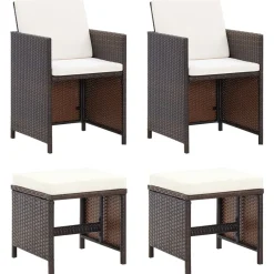 Conjunto de jardín Huanchaco 2 sillones + taburetes ratán PE