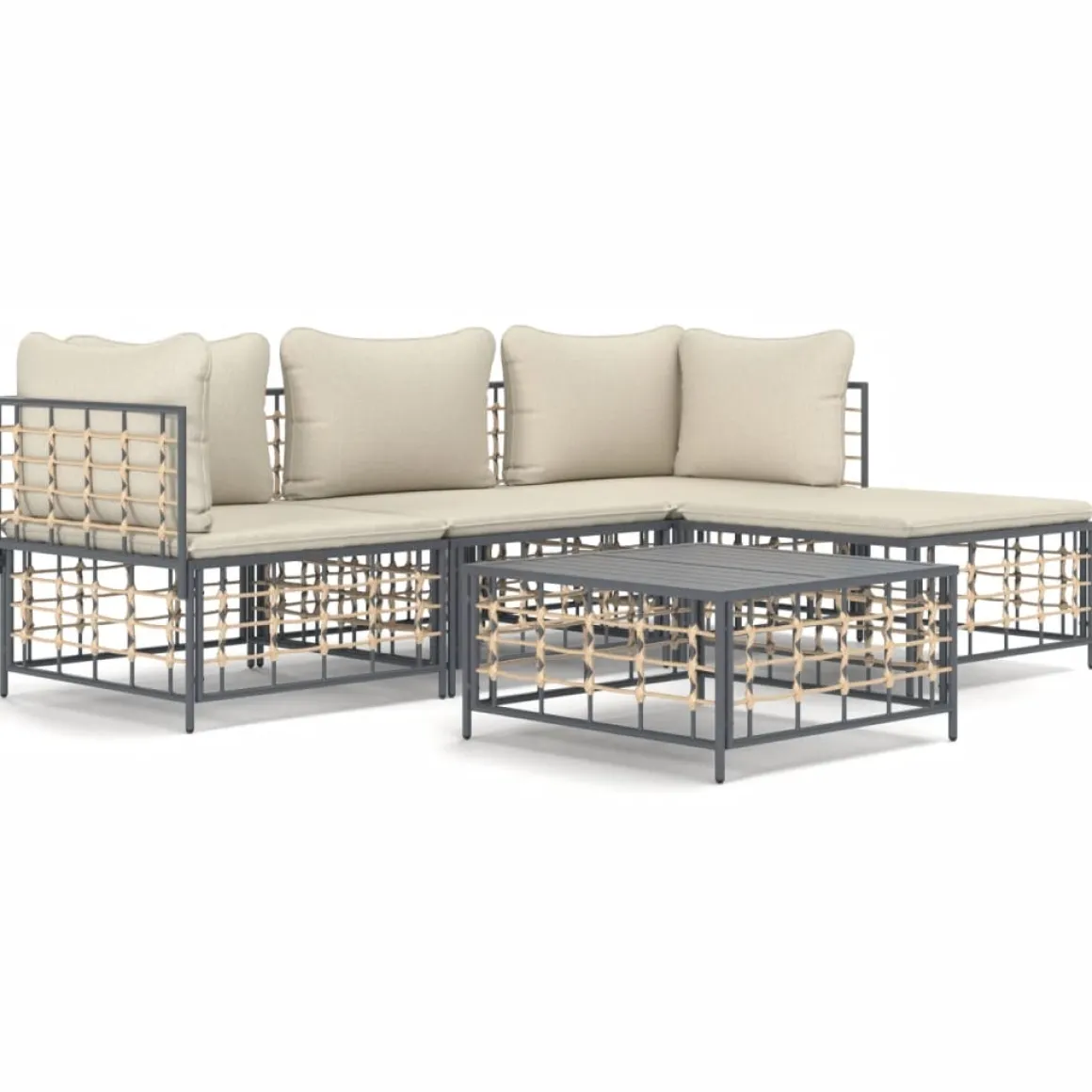 Conjunto de jardín Kenia sofá modular + mesa/reposapiés