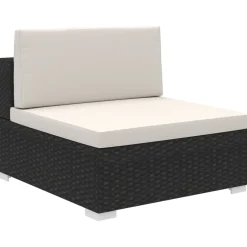 Conjunto de jardín Kiara sofá modular + mesa negro/blanco