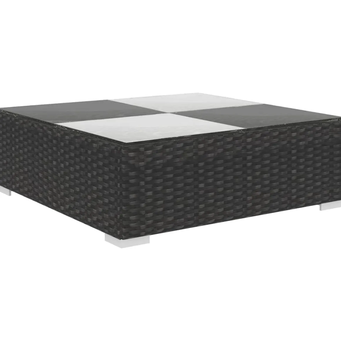 Conjunto de jardín Kiara sofá modular + mesa negro/blanco